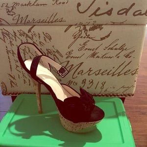 Black corkscrew high heel